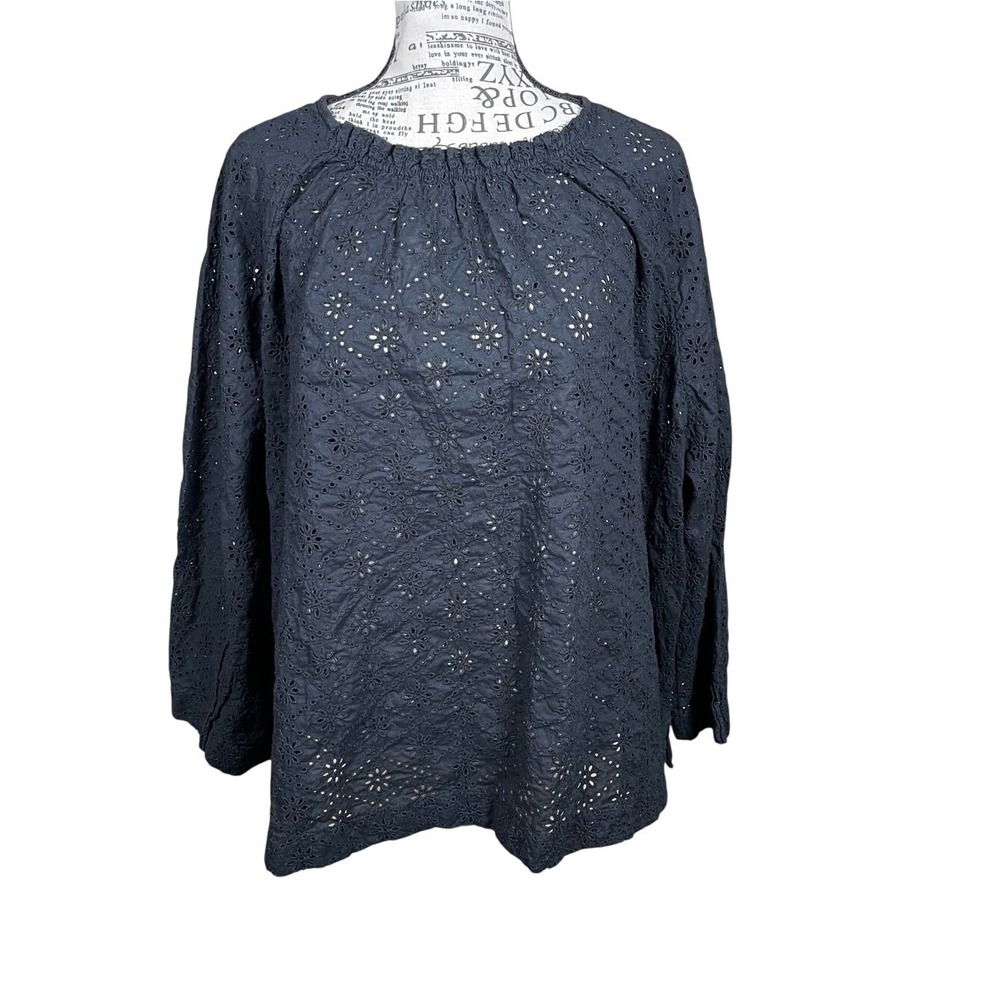GAP Blackโ Eyelet Peasant Blouse